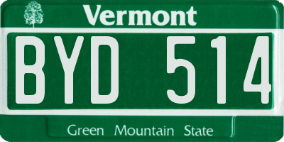 VT license plate BYD514