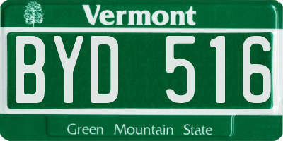 VT license plate BYD516