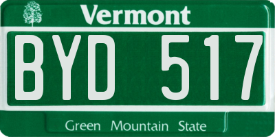 VT license plate BYD517