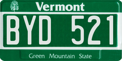 VT license plate BYD521