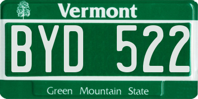 VT license plate BYD522