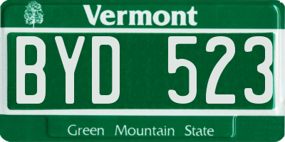 VT license plate BYD523