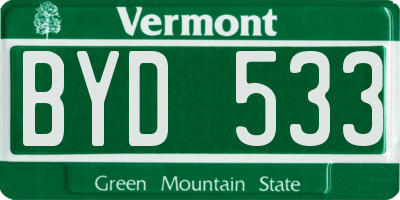 VT license plate BYD533