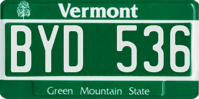 VT license plate BYD536