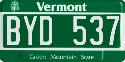 VT license plate BYD537