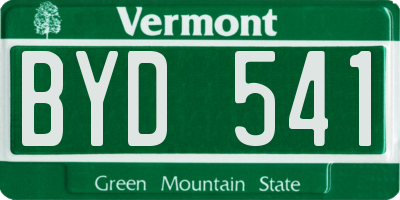 VT license plate BYD541