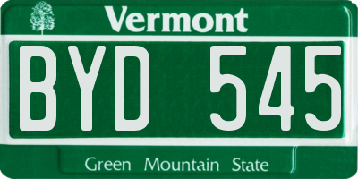 VT license plate BYD545
