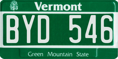 VT license plate BYD546