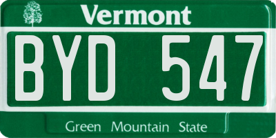 VT license plate BYD547