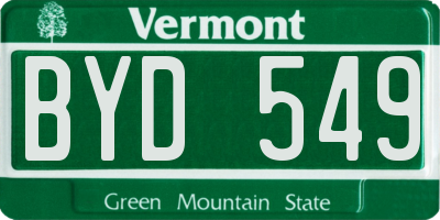 VT license plate BYD549