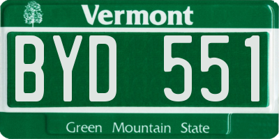 VT license plate BYD551
