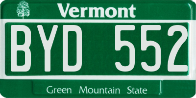 VT license plate BYD552