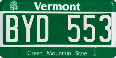 VT license plate BYD553