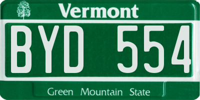VT license plate BYD554