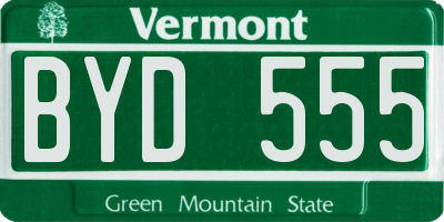VT license plate BYD555