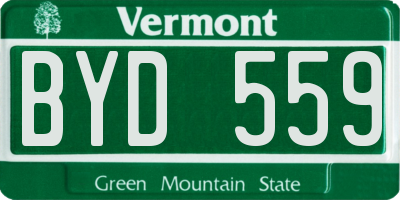 VT license plate BYD559