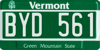 VT license plate BYD561