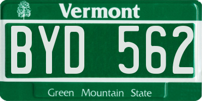 VT license plate BYD562