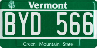VT license plate BYD566