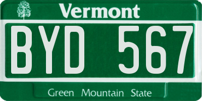 VT license plate BYD567
