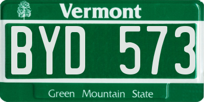 VT license plate BYD573