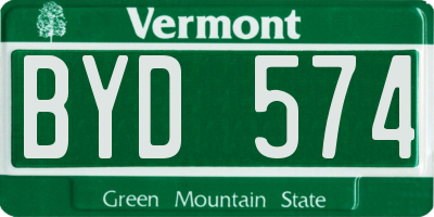 VT license plate BYD574
