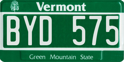 VT license plate BYD575