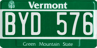 VT license plate BYD576
