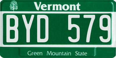 VT license plate BYD579