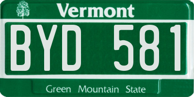 VT license plate BYD581
