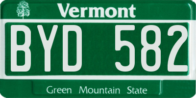 VT license plate BYD582