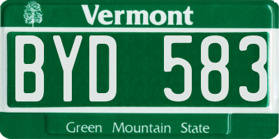 VT license plate BYD583