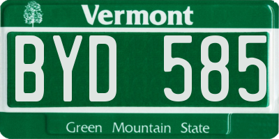 VT license plate BYD585