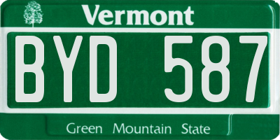 VT license plate BYD587