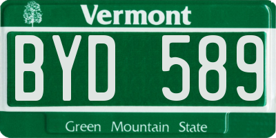 VT license plate BYD589
