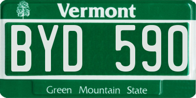 VT license plate BYD590