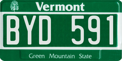 VT license plate BYD591