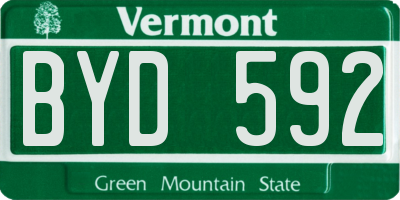 VT license plate BYD592