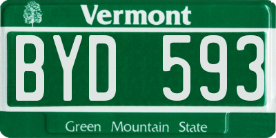 VT license plate BYD593