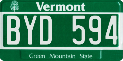 VT license plate BYD594