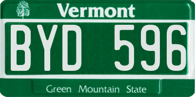 VT license plate BYD596