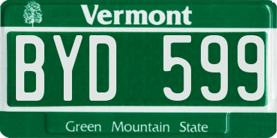 VT license plate BYD599