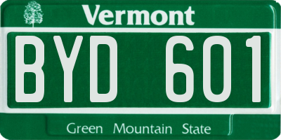VT license plate BYD601