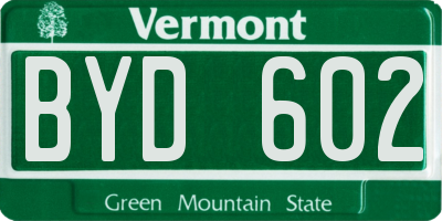 VT license plate BYD602