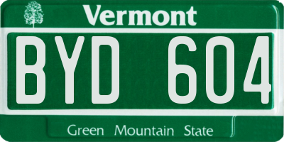 VT license plate BYD604