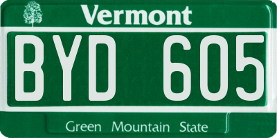 VT license plate BYD605