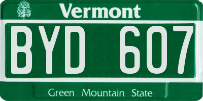VT license plate BYD607