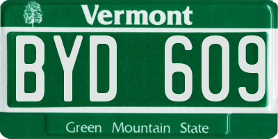 VT license plate BYD609