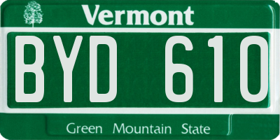 VT license plate BYD610