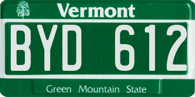 VT license plate BYD612